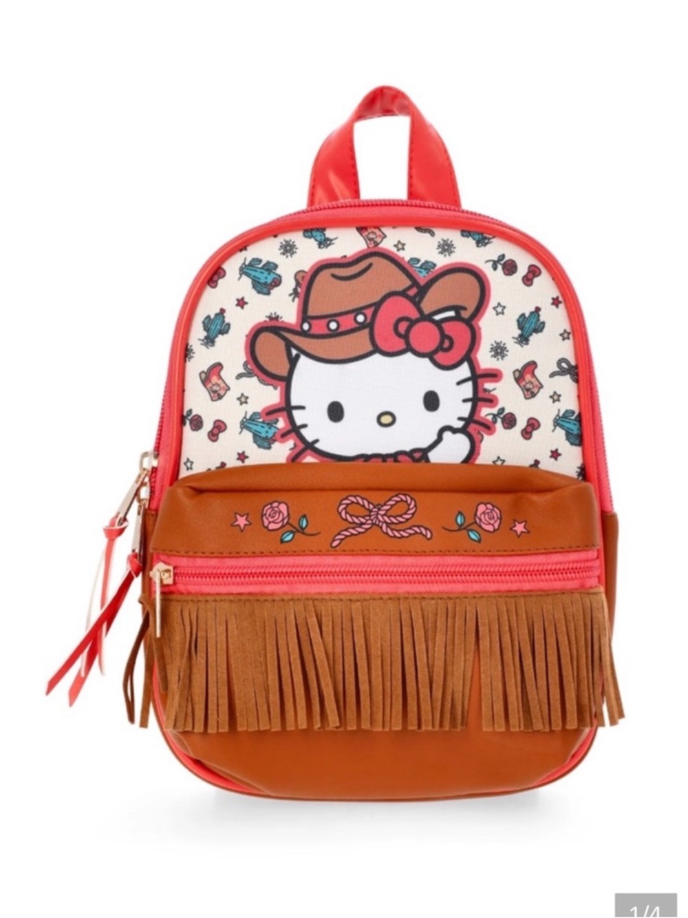 Hello Kitty Brown & pink mini  Kids Fringe Backpack